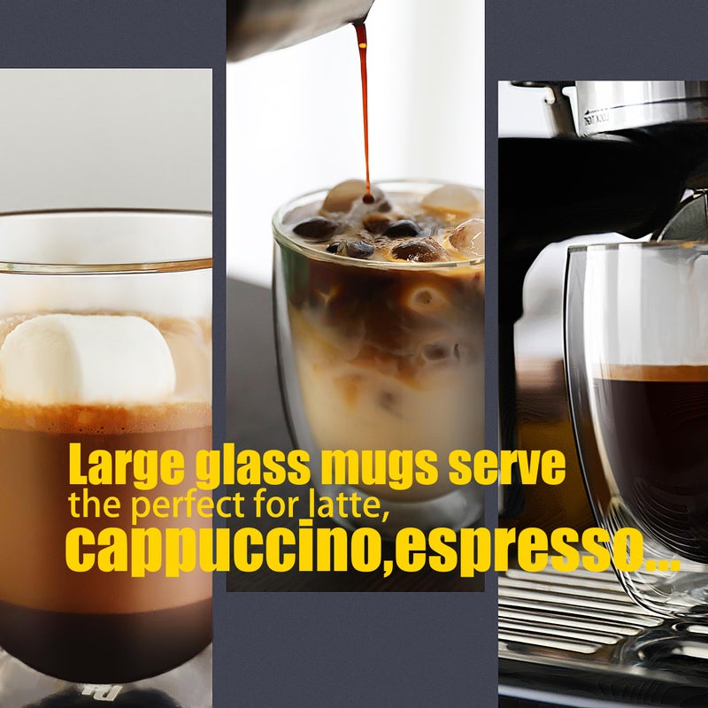 PunPun 17OZ. 500ml Clear Coffee Mugs, Glass for Coffee, Double Wall Insulated Glass Mugs with Big Handle, Every Day for Americano, Latte, Cappuccinos and Beverage.Set of 4 - Image 3